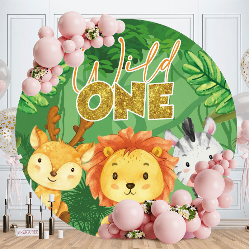 Aperturee - Cute Little Animals Round 1st Birthday Backdrop