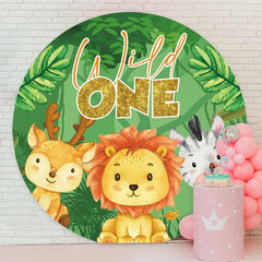 Aperturee - Cute Little Animals Round 1st Birthday Backdrop