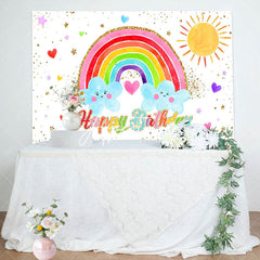 Aperturee - Cute My Party Cloud Rainbow Birthday Backdrop