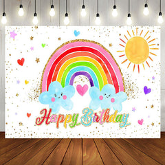 Aperturee - Cute My Party Cloud Rainbow Birthday Backdrop