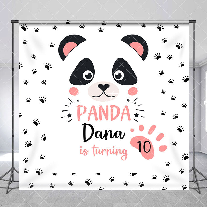 Aperturee - Cute Panda Paw Print Custom 10th Birthday Backdrop