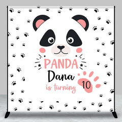 Aperturee - Cute Panda Paw Print Custom 10th Birthday Backdrop