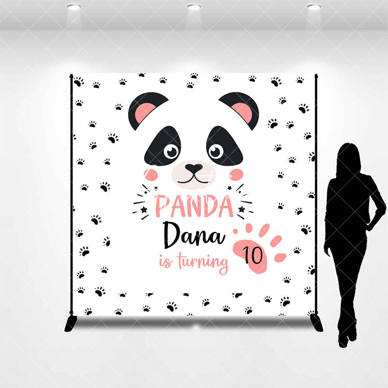 Aperturee - Cute Panda Paw Print Custom 10th Birthday Backdrop