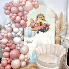 Aperturee - Cute Pilot Boy Birthday Double Sided Arch Backdrop