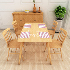 Aperturee - Cute Pink White Stripes Dining Set Of 4 Placemats