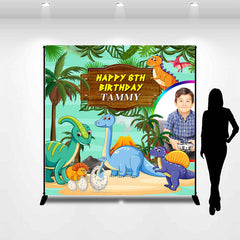 Aperturee - Cute Prehistoric Dianosuars Custom Birthday Backdrop