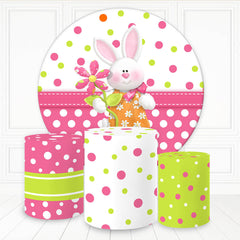 Aperturee Cute Rabbit With Flower Dots Party Round Backdrop Kit