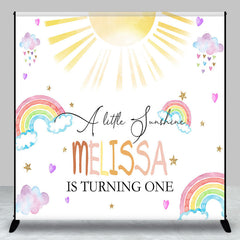 Aperturee - Cute Rainbow Cloud Sun Custom 1st Birthday Backdrop