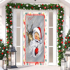 Aperturee - Cute Santa Claus Elk Merry Christmas Door Cover