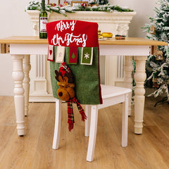 Aperturee Cute Snowman Santa Elk Doll Christmas Chair Cover Set