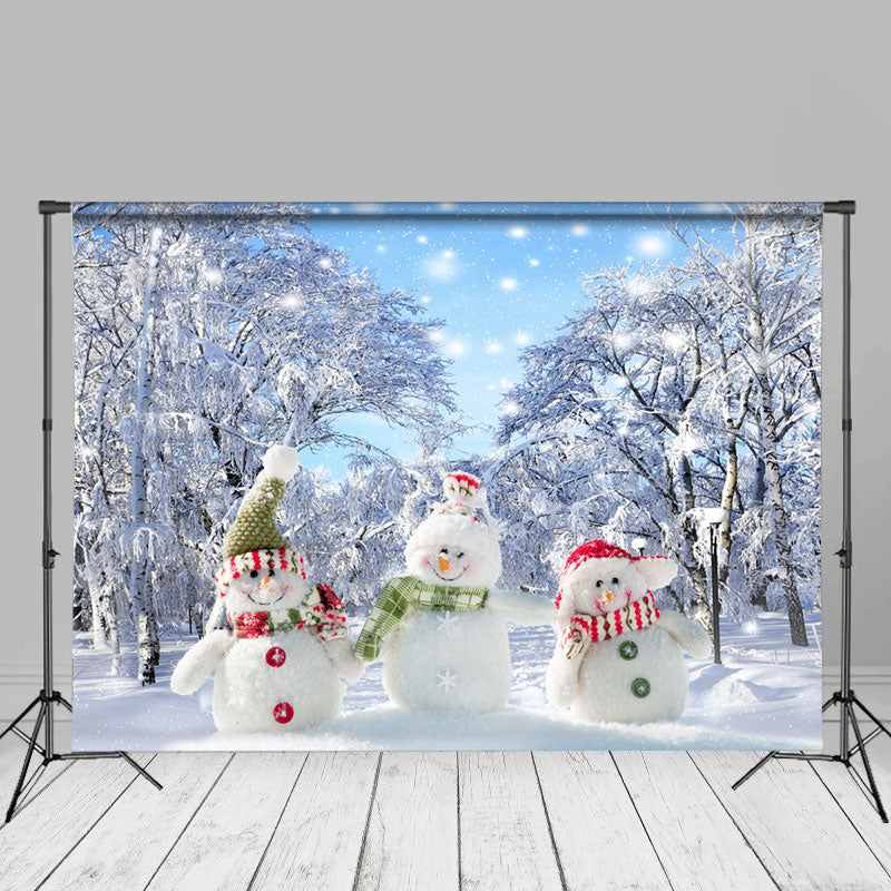 Aperturee - Cute Snowman Snowfield Grove Christmas Backdrop