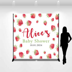 Aperturee - Cute Stawberry Custom Baby Shower Party Backdrop