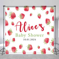 Aperturee - Cute Stawberry Custom Baby Shower Party Backdrop