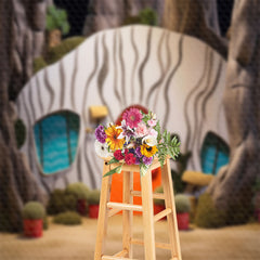 Aperturee - Cute Tree House Backdrop For Birthday Cake Smash