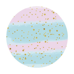 Aperturee - Cyan Abd Pink Gold Spot Round Birthday Party Backdrop