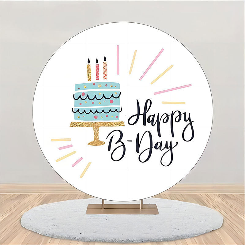 Aperturee - Cyan Cake Candle Simple Round Birthday Backdrop