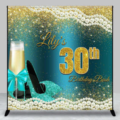 Aperturee - Cyan High Heel Pearl Custom 30th Birthday Backdrop