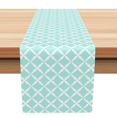 Aperturee - Cyan Patterns Repeat Simple Farbic Table Runner