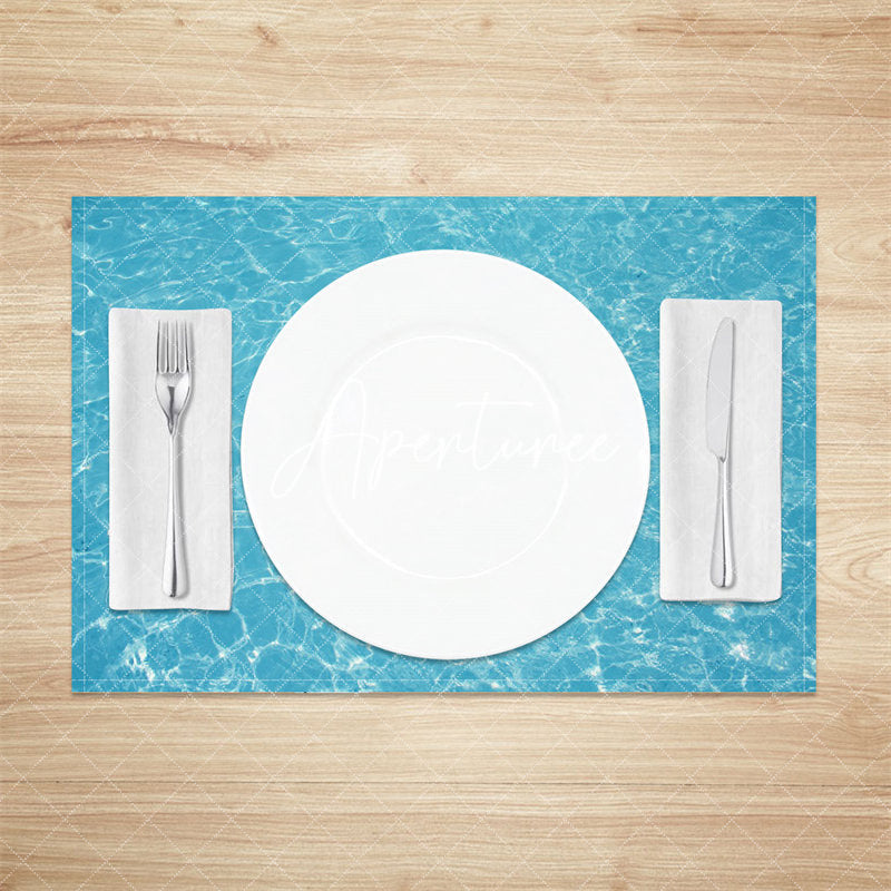 Aperturee - Cyan Sea Water Wave Summer Dining Set Of 4 Placemats