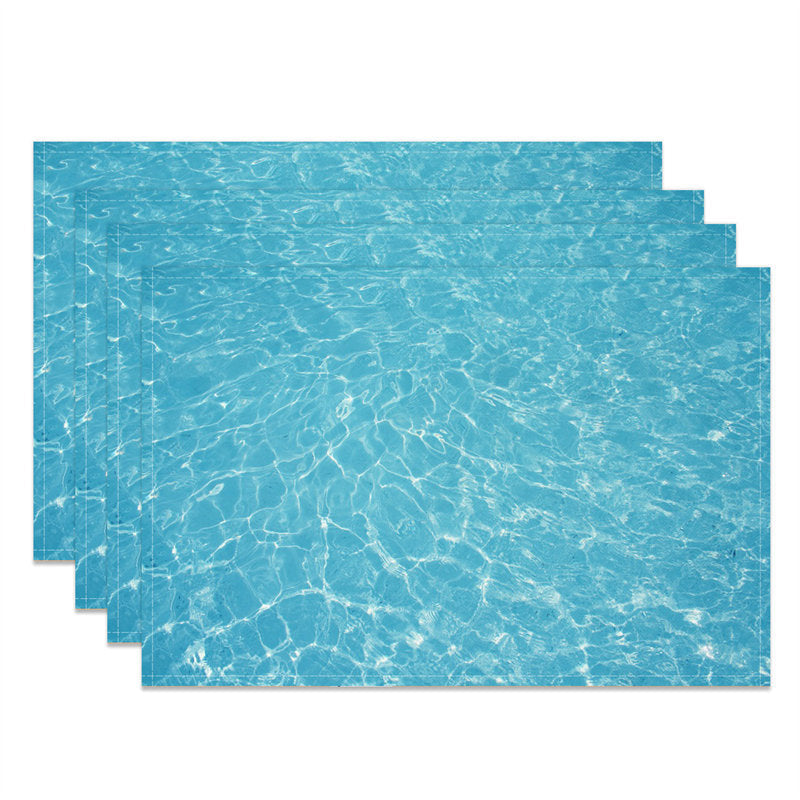 Aperturee - Cyan Sea Water Wave Summer Dining Set Of 4 Placemats