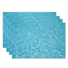 Aperturee - Cyan Sea Water Wave Summer Dining Set Of 4 Placemats