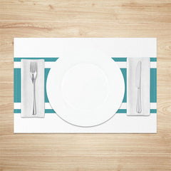 Aperturee - Cyan White Modern Fabric Dining Set Of 4 Placemats