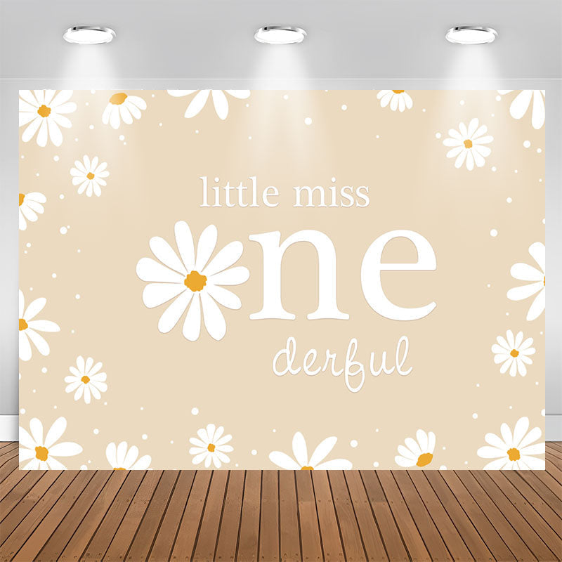 Aperturee - Daisy Floral Little Miss 1st Birthday Backdrop