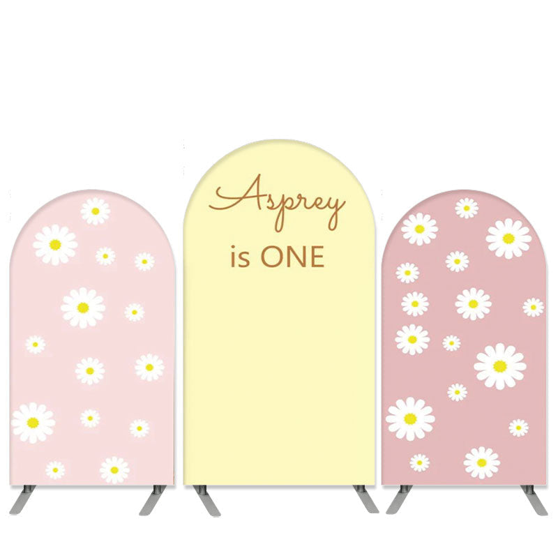 Aperturee Daisy Theme Boho Pink Yellow 1st Birthday Arch Backdrop Kit