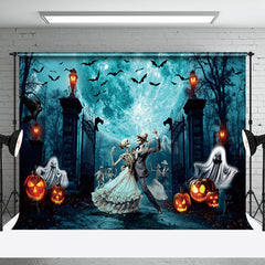 Aperturee - Dancing Skeleton Party Manor Happy Halloween Backdrop