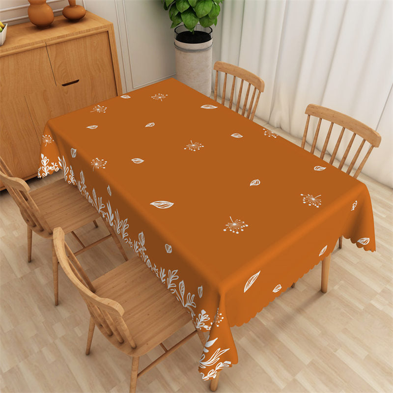 Aperturee - Dandelion Leaves Orange Color Rectangle Tablecloth