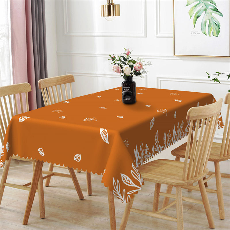 Aperturee - Dandelion Leaves Orange Color Rectangle Tablecloth