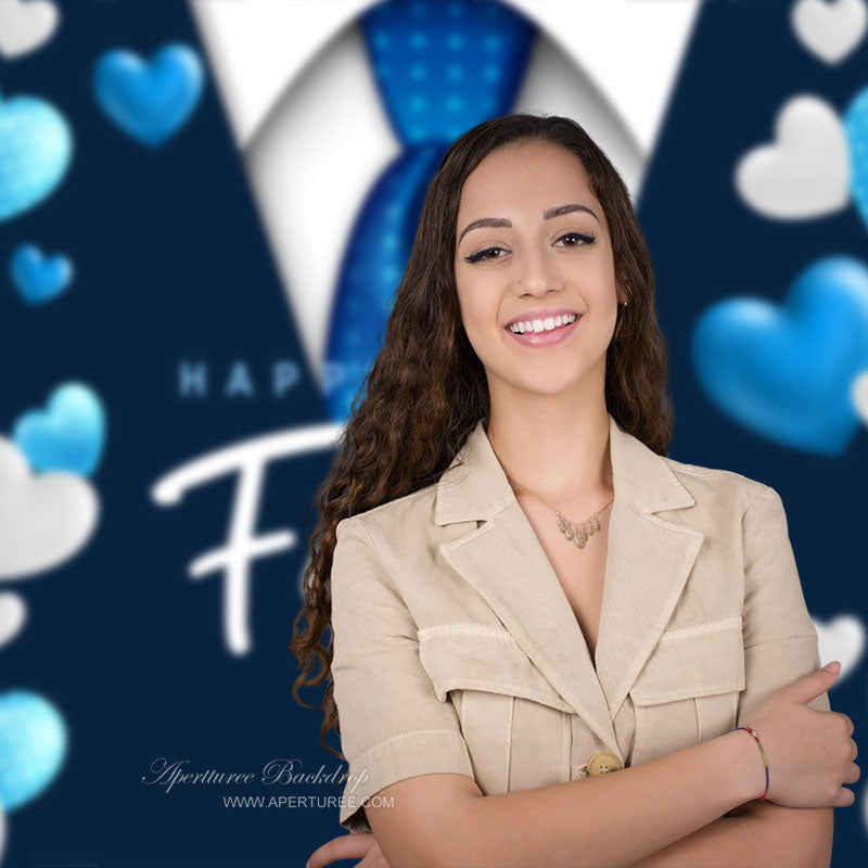 Aperturee - Dark Blue Business Suit Hearts Fathers Day Backdrop