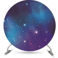 Aperturee - Dark Blue Galaxy Sky Round Birthday Party Backdrop