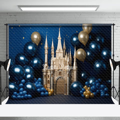 Aperturee - Dark Blue Gold Castle Birthday Cake Smash Backdrop