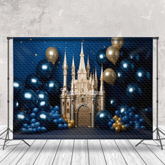 Aperturee - Dark Blue Gold Castle Birthday Cake Smash Backdrop