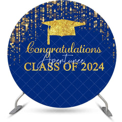 Aperturee - Dark Blue Gold Class Of 2024 Round Grad Backdrop