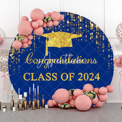 Aperturee - Dark Blue Gold Class Of 2024 Round Grad Backdrop