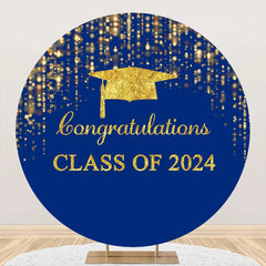 Aperturee - Dark Blue Gold Class Of 2024 Round Grad Backdrop