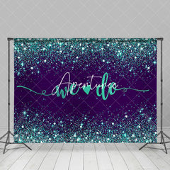 Aperturee - Dark Blue Green Glitter We Do Wedding Party Backdrop