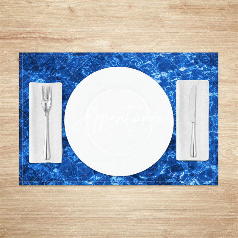 Aperturee - Dark Blue Sea Water Cold Dining Set Of 4 Placemats