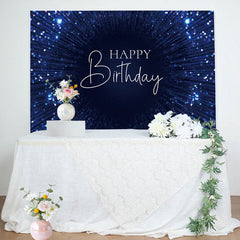 Aperturee - Dark Blue String Dots Bokeh Black Birthday Backdrop