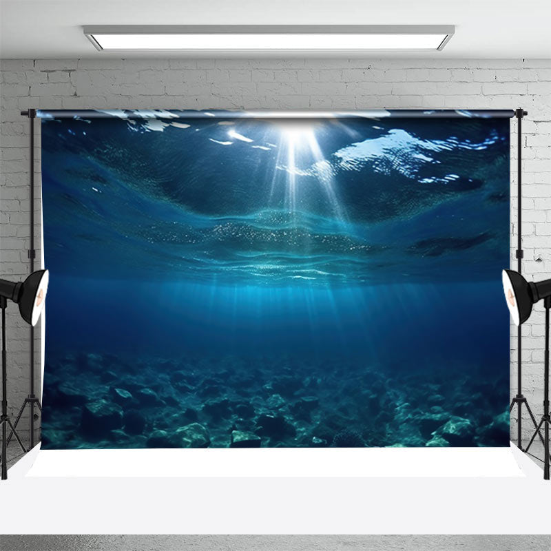 Aperturee - Dark Blue Undersea Sunshine Backdrop For Photography