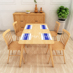 Aperturee - Dark Blue White Simple Dining Set Of 4 Placemats