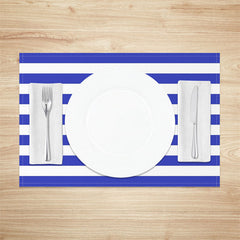 Aperturee - Dark Blue White Stripe Dining Set Of 4 Placemats