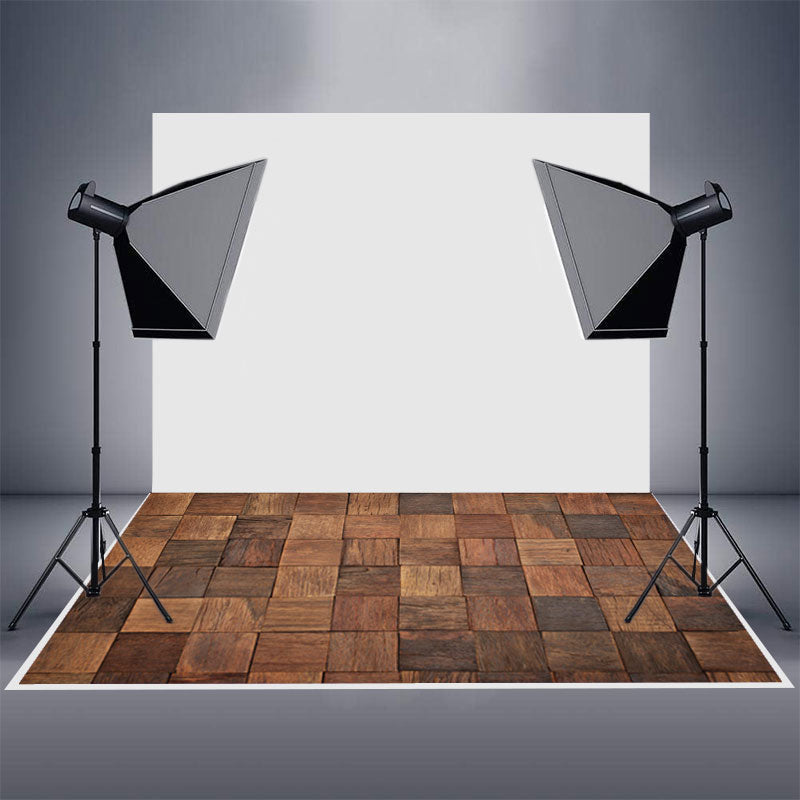 Aperturee - Deep Brown Pieces Of Planks Wood Rubber Floor Mat