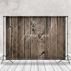 Aperturee - Dark Brown Retro Vertical Wood Grain Photo Backdrop