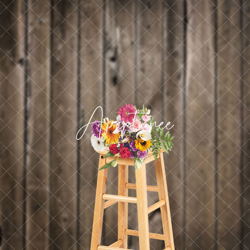 Aperturee - Dark Brown Retro Vertical Wood Grain Photo Backdrop