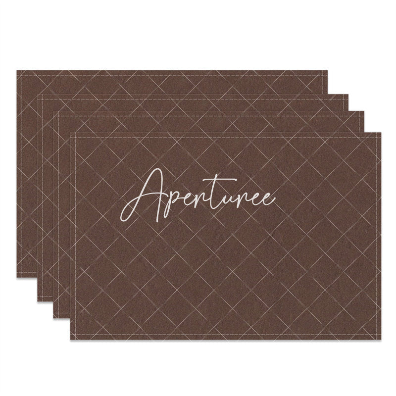 Aperturee - Dark Brown Solid Color Simple Set Of 4 Placemats