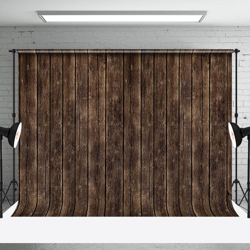 Aperturee - Dark Brown Vintage Wood Grain Backdrop For Photo