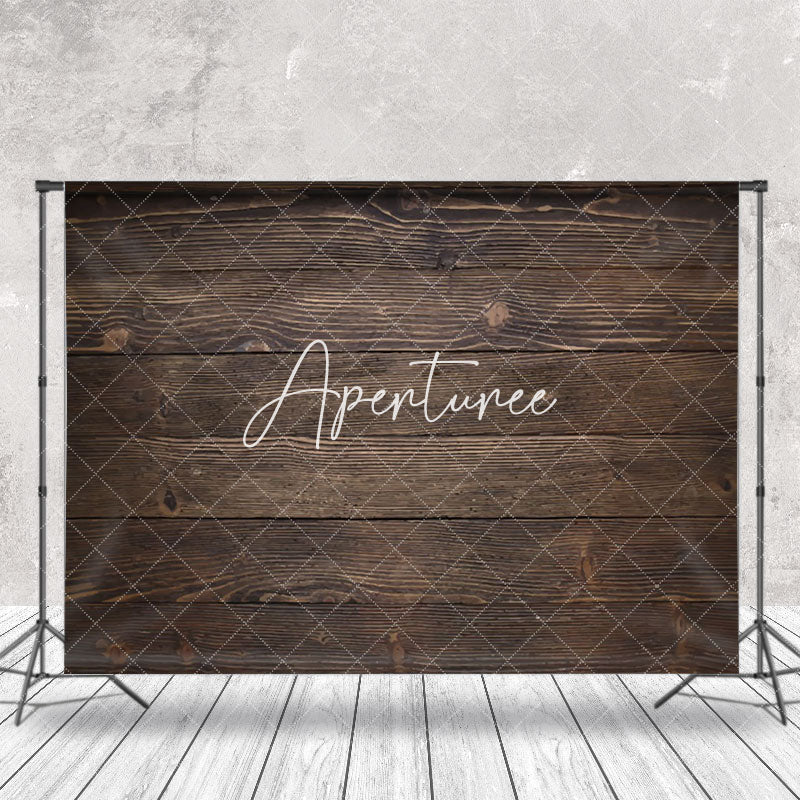 Aperturee - Dark Brown Wood Retro Wall Backdrop For Photography